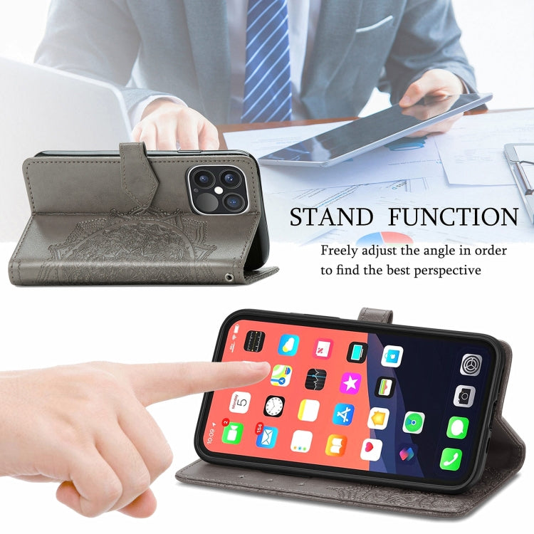 For iPhone 13 Pro Mandala Flower Embossed Horizontal Flip Leather Case with Holder & Three Card Slots & Wallet & Lanyard