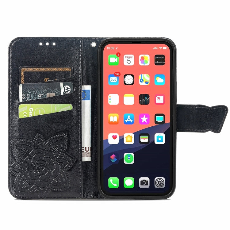 For iPhone 13 Pro Butterfly Love Flower Embossed Horizontal Flip Leather Case with Bracket / Card Slot / Wallet / Lanyard