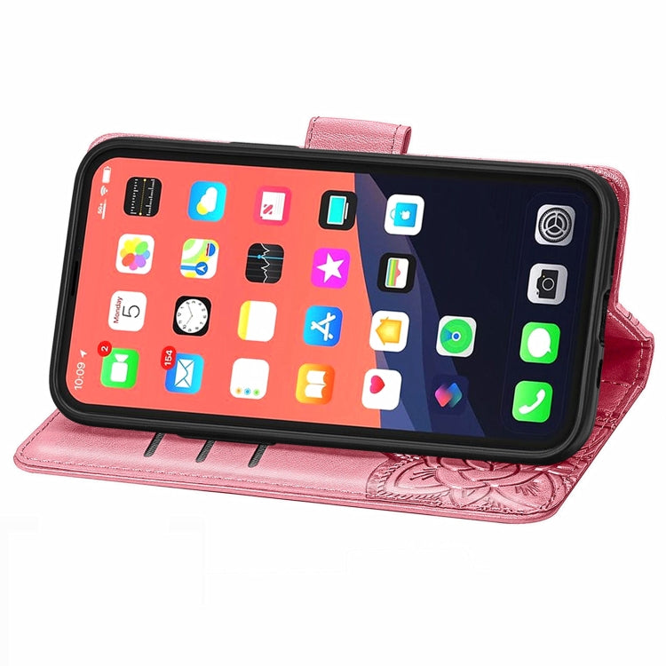 For iPhone 13 Pro Butterfly Love Flower Embossed Horizontal Flip Leather Case with Bracket / Card Slot / Wallet / Lanyard