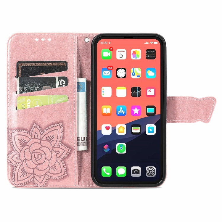 For iPhone 13 Pro Butterfly Love Flower Embossed Horizontal Flip Leather Case with Bracket / Card Slot / Wallet / Lanyard