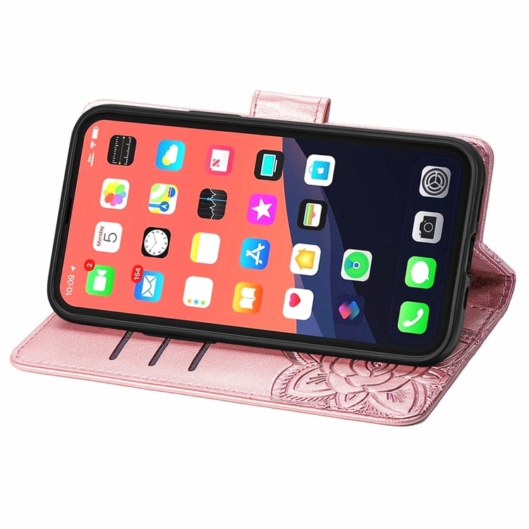 For iPhone 13 Pro Butterfly Love Flower Embossed Horizontal Flip Leather Case with Bracket / Card Slot / Wallet / Lanyard