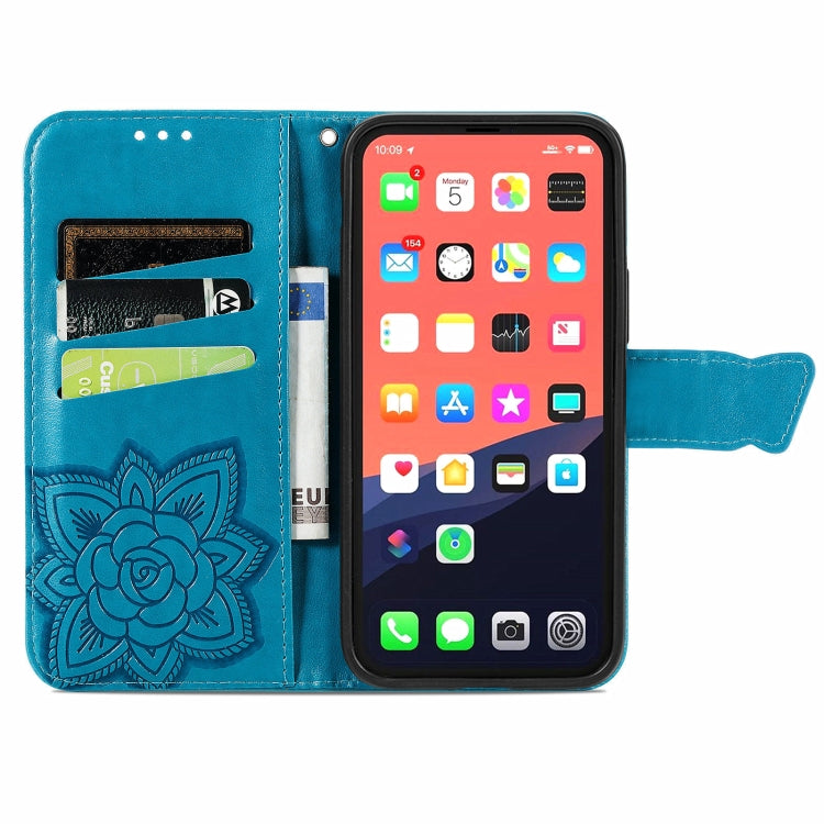 For iPhone 13 Pro Butterfly Love Flower Embossed Horizontal Flip Leather Case with Bracket / Card Slot / Wallet / Lanyard