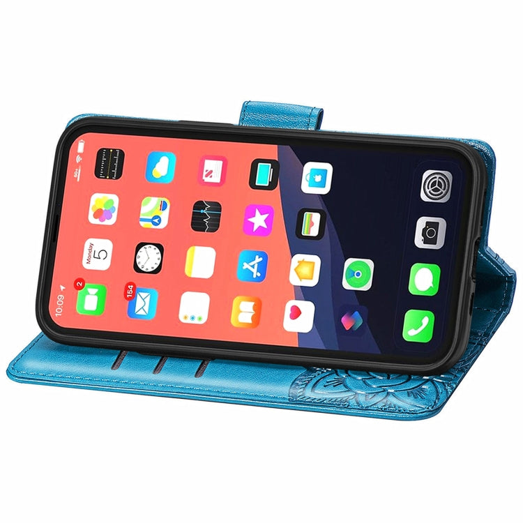 For iPhone 13 Pro Butterfly Love Flower Embossed Horizontal Flip Leather Case with Bracket / Card Slot / Wallet / Lanyard