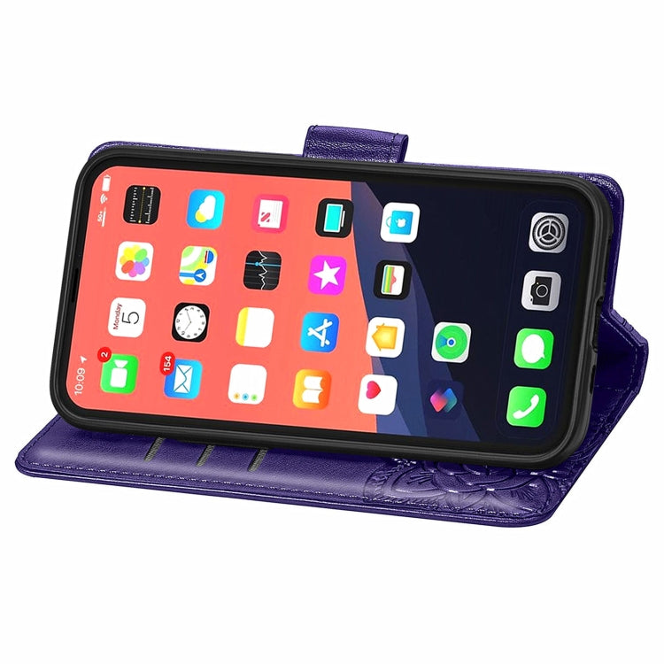 For iPhone 13 Pro Butterfly Love Flower Embossed Horizontal Flip Leather Case with Bracket / Card Slot / Wallet / Lanyard