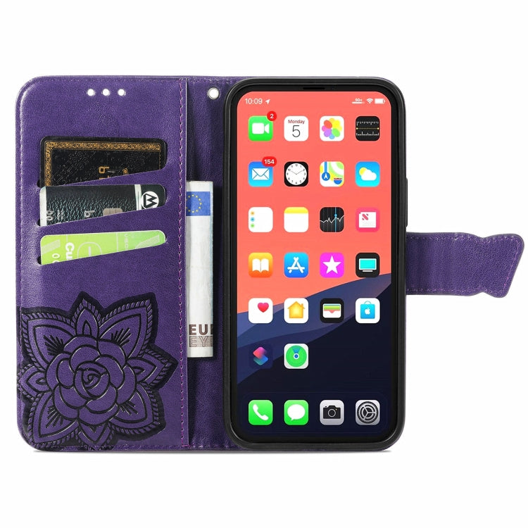 For iPhone 13 Pro Butterfly Love Flower Embossed Horizontal Flip Leather Case with Bracket / Card Slot / Wallet / Lanyard