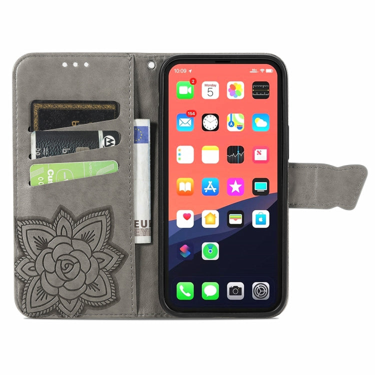 For iPhone 13 Pro Butterfly Love Flower Embossed Horizontal Flip Leather Case with Bracket / Card Slot / Wallet / Lanyard