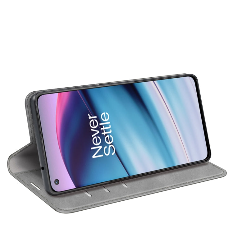 For OnePlus Nord CE 5G Retro-skin Business Magnetic Suction Leather Case with Holder & Card Slots & Wallet
