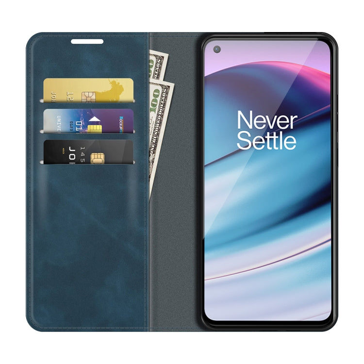 For OnePlus Nord CE 5G Retro-skin Business Magnetic Suction Leather Case with Holder & Card Slots & Wallet