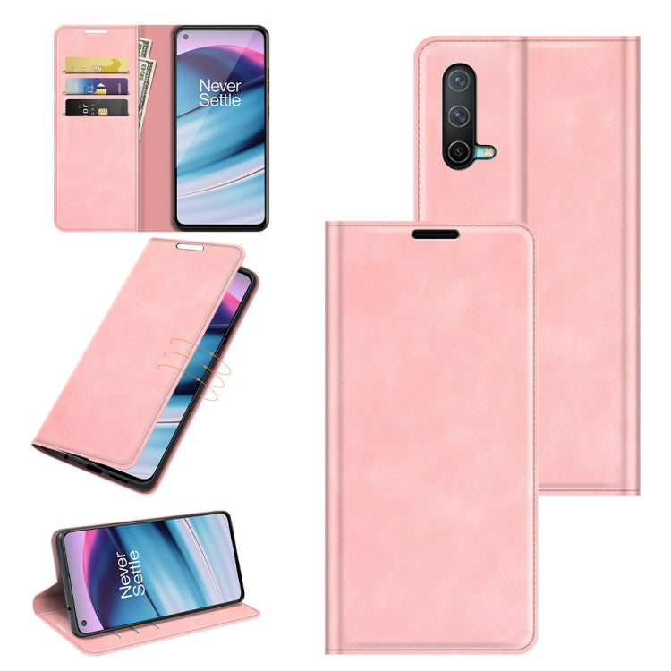 For OnePlus Nord CE 5G Retro-skin Business Magnetic Suction Leather Case with Holder & Card Slots & Wallet