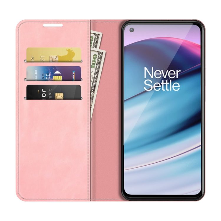 For OnePlus Nord CE 5G Retro-skin Business Magnetic Suction Leather Case with Holder & Card Slots & Wallet