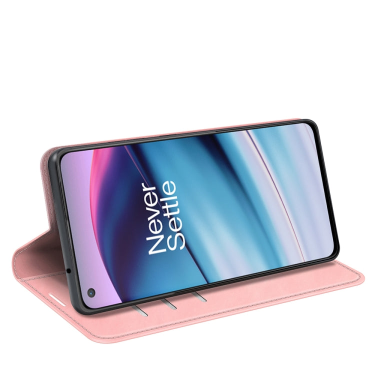 For OnePlus Nord CE 5G Retro-skin Business Magnetic Suction Leather Case with Holder & Card Slots & Wallet