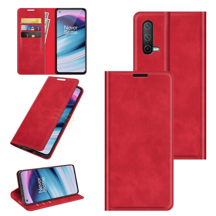 For OnePlus Nord CE 5G Retro-skin Business Magnetic Suction Leather Case with Holder & Card Slots & Wallet