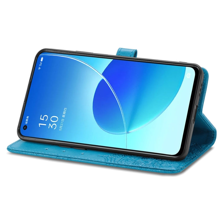 For OPPO Reno6 5G Mandala Flower Embossed Horizontal Flip Leather Case with Holder & Three Card Slots & Wallet & Lanyard