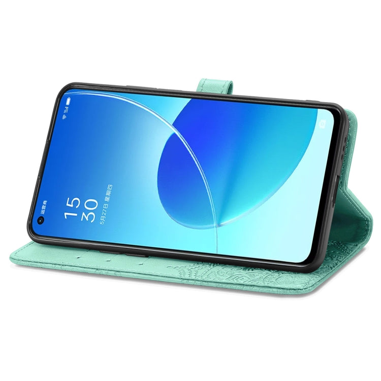 For OPPO Reno6 5G Mandala Flower Embossed Horizontal Flip Leather Case with Holder & Three Card Slots & Wallet & Lanyard