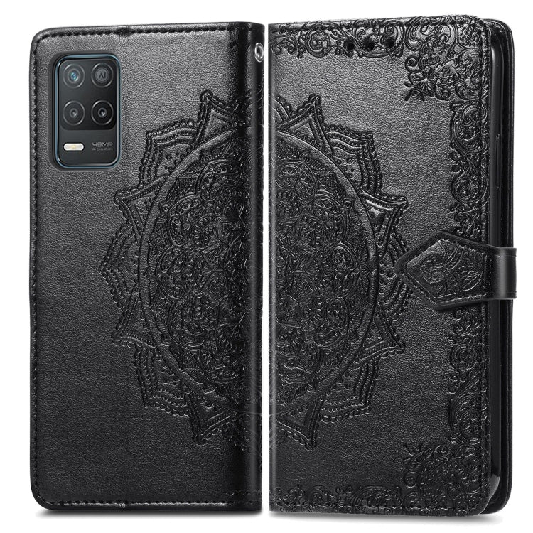 For OPPO Realme 8 5G Mandala Flower Embossed Horizontal Flip Leather Case with Holder & Three Card Slots & Wallet & Lanyard