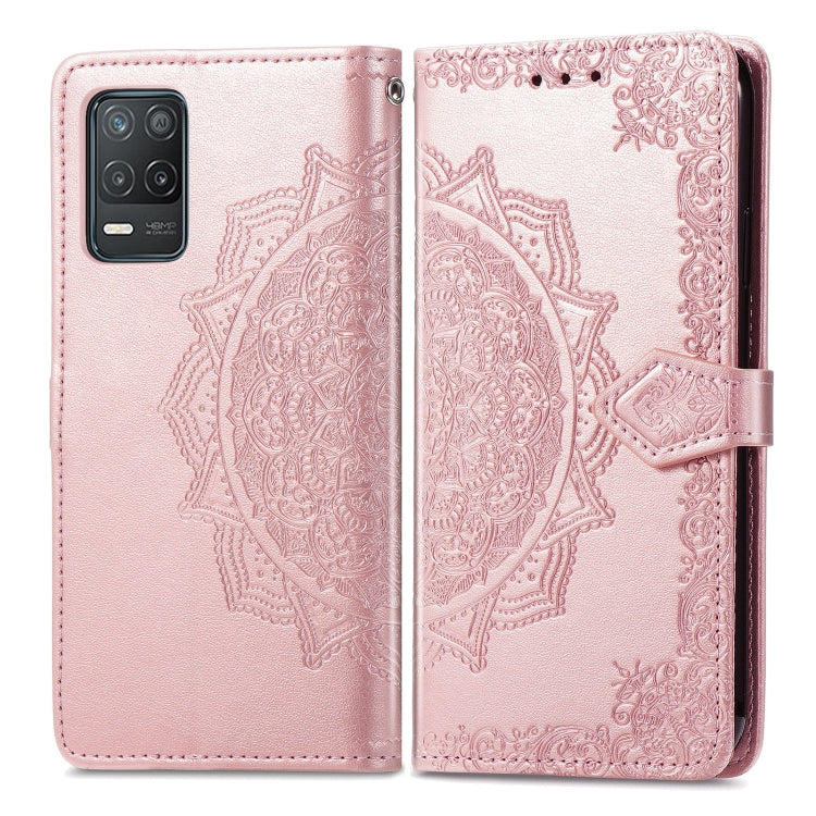 For OPPO Realme 8 5G Mandala Flower Embossed Horizontal Flip Leather Case with Holder & Three Card Slots & Wallet & Lanyard