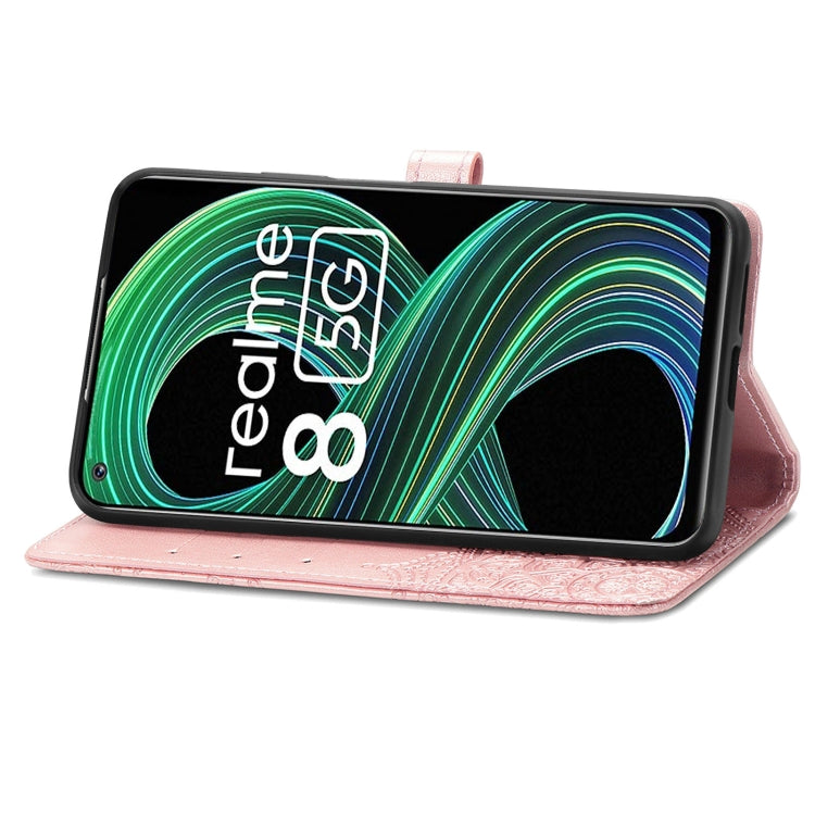 For OPPO Realme 8 5G Mandala Flower Embossed Horizontal Flip Leather Case with Holder & Three Card Slots & Wallet & Lanyard