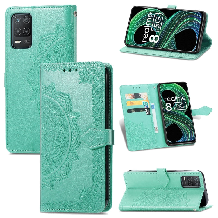 For OPPO Realme 8 5G Mandala Flower Embossed Horizontal Flip Leather Case with Holder & Three Card Slots & Wallet & Lanyard