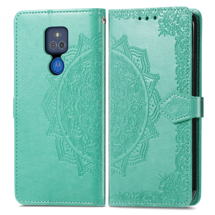 For Motorola Moto G Play 2021 Mandala Flower Embossed Horizontal Flip Leather Case with Holder & Three Card Slots & Wallet & Lanyard