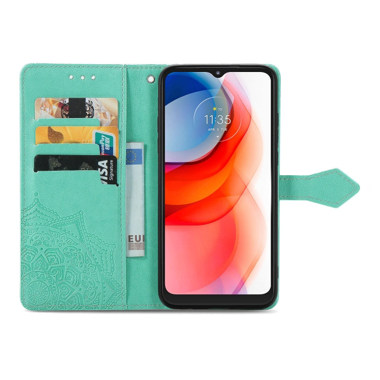 For Motorola Moto G Play 2021 Mandala Flower Embossed Horizontal Flip Leather Case with Holder & Three Card Slots & Wallet & Lanyard