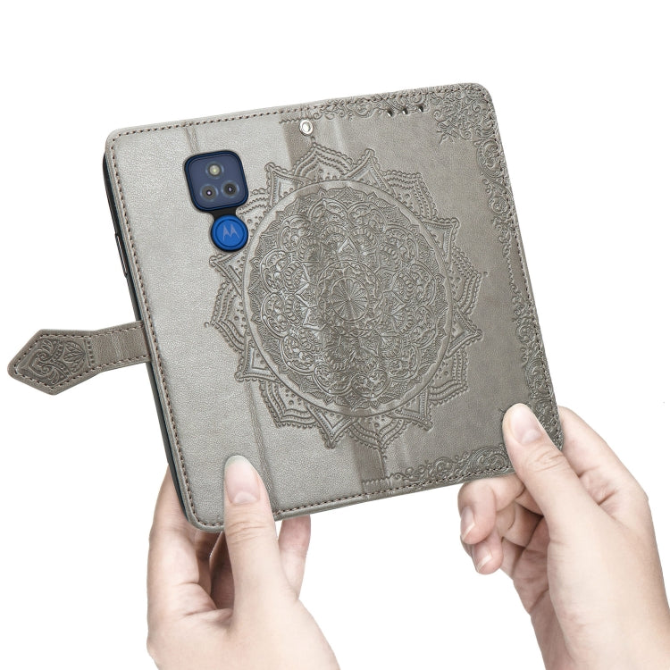 For Motorola Moto G Play 2021 Mandala Flower Embossed Horizontal Flip Leather Case with Holder & Three Card Slots & Wallet & Lanyard