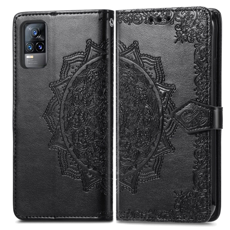 For vivo V21e 4G Mandala Flower Embossed Horizontal Flip Leather Case with Holder & Three Card Slots & Wallet & Lanyard