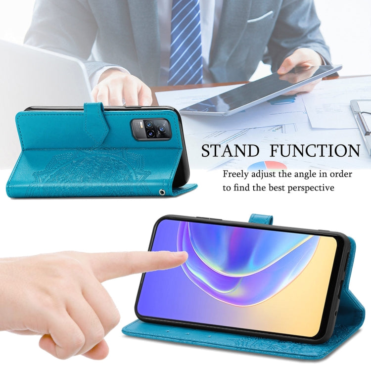 For vivo V21e 4G Mandala Flower Embossed Horizontal Flip Leather Case with Holder & Three Card Slots & Wallet & Lanyard