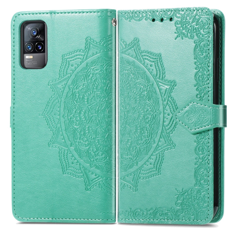 For vivo V21e 4G Mandala Flower Embossed Horizontal Flip Leather Case with Holder & Three Card Slots & Wallet & Lanyard