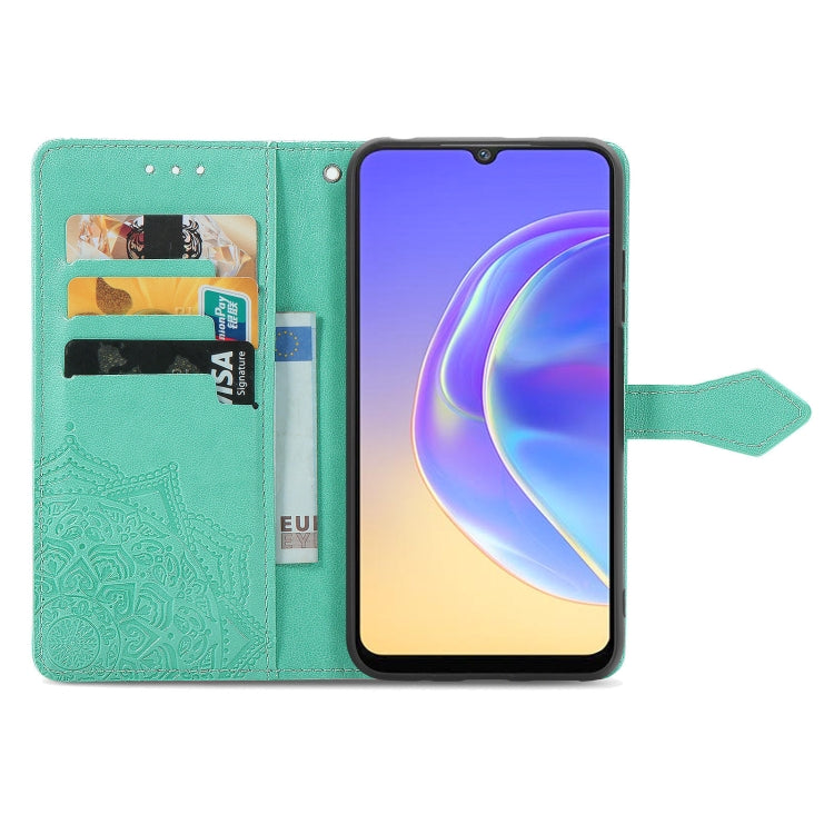For vivo V21e 4G Mandala Flower Embossed Horizontal Flip Leather Case with Holder & Three Card Slots & Wallet & Lanyard