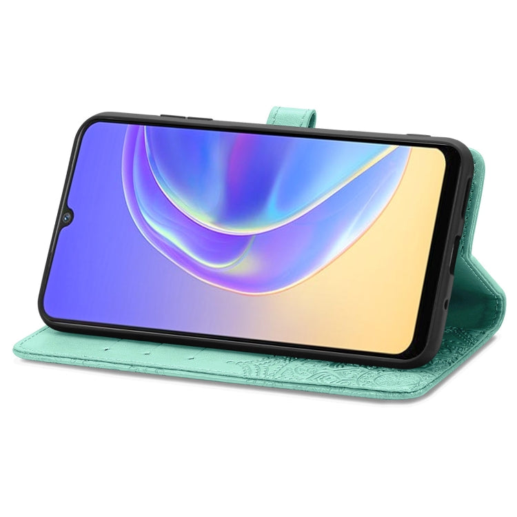 For vivo V21e 4G Mandala Flower Embossed Horizontal Flip Leather Case with Holder & Three Card Slots & Wallet & Lanyard