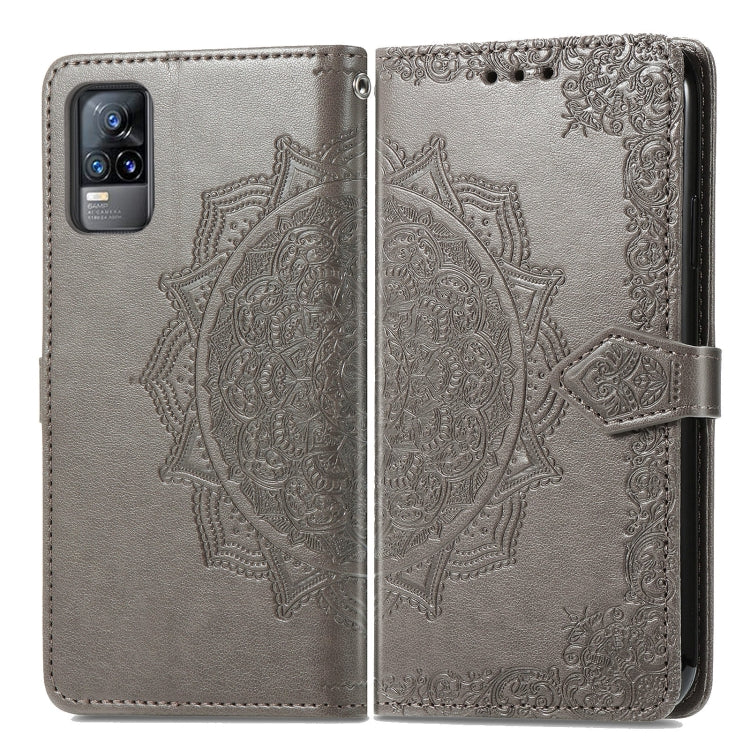 For vivo V21e 4G Mandala Flower Embossed Horizontal Flip Leather Case with Holder & Three Card Slots & Wallet & Lanyard