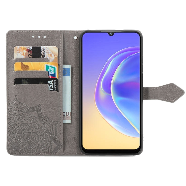 For vivo V21e 4G Mandala Flower Embossed Horizontal Flip Leather Case with Holder & Three Card Slots & Wallet & Lanyard