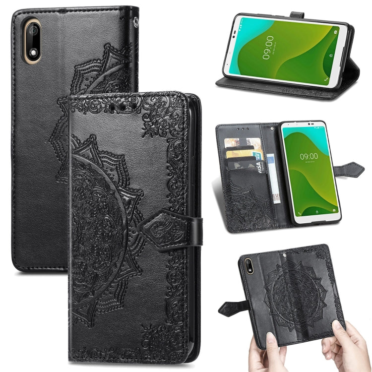 For Wiko Jerry 4 Mandala Flower Embossed Horizontal Flip Leather Case with Holder & Three Card Slots & Wallet & Lanyard