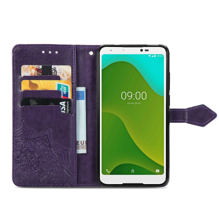 For Wiko Jerry 4 Mandala Flower Embossed Horizontal Flip Leather Case with Holder & Three Card Slots & Wallet & Lanyard