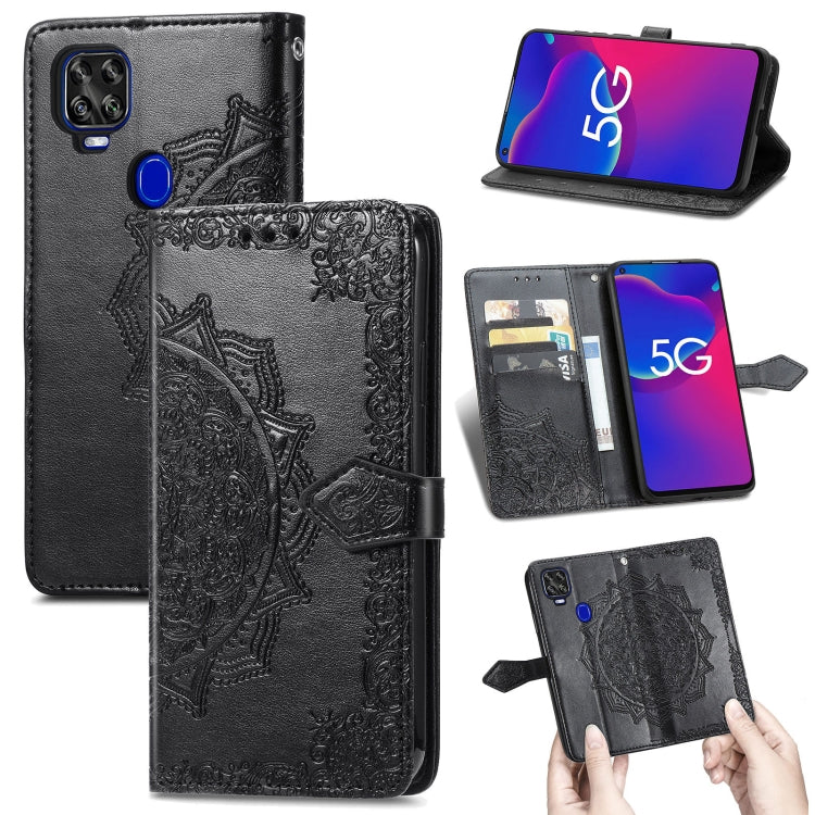 For ZTE Axon 11 SE 5G Mandala Flower Embossed Horizontal Flip Leather Case with Holder & Three Card Slots & Wallet & Lanyard