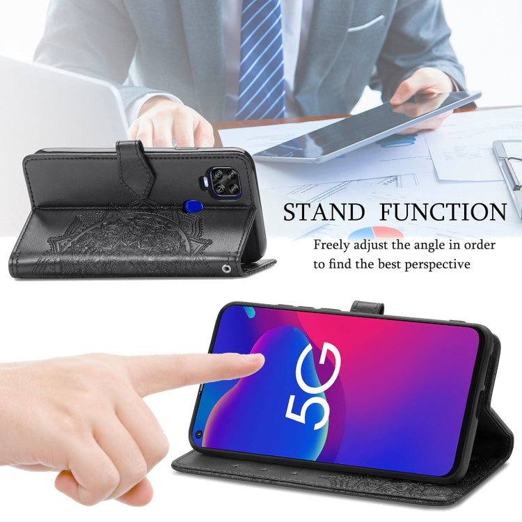 For ZTE Axon 11 SE 5G Mandala Flower Embossed Horizontal Flip Leather Case with Holder & Three Card Slots & Wallet & Lanyard