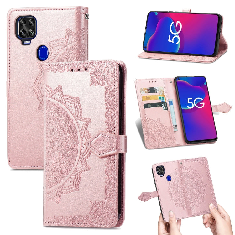 For ZTE Axon 11 SE 5G Mandala Flower Embossed Horizontal Flip Leather Case with Holder & Three Card Slots & Wallet & Lanyard