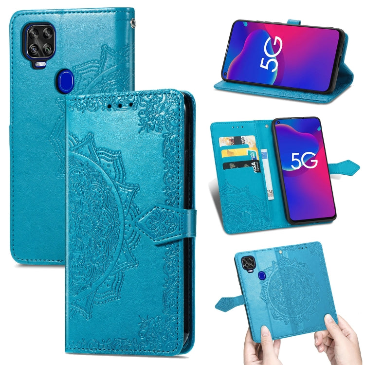 For ZTE Axon 11 SE 5G Mandala Flower Embossed Horizontal Flip Leather Case with Holder & Three Card Slots & Wallet & Lanyard