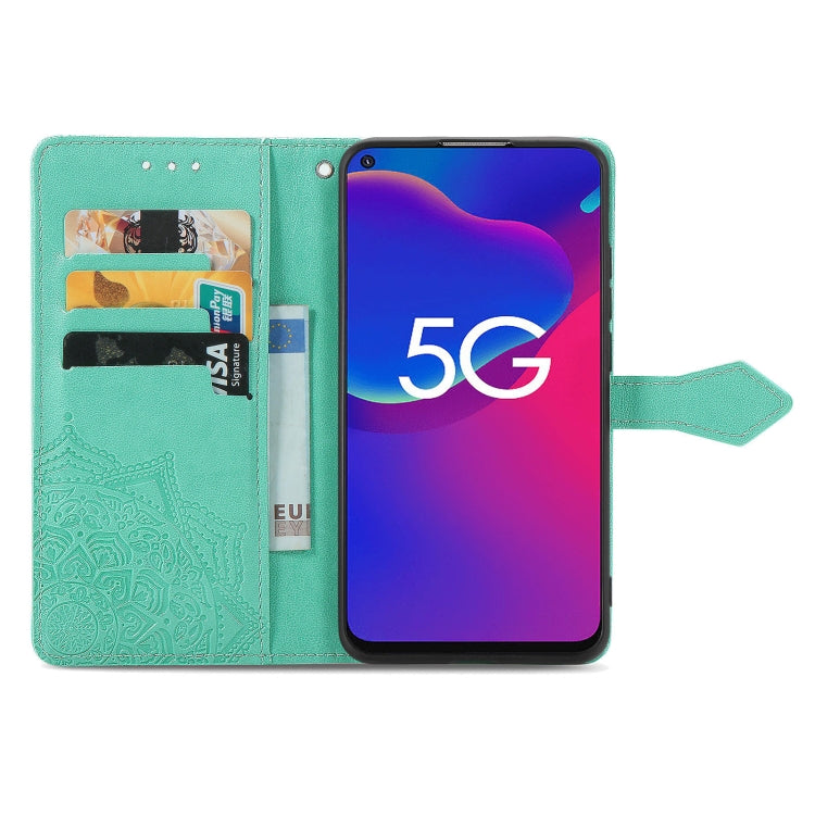For ZTE Axon 11 SE 5G Mandala Flower Embossed Horizontal Flip Leather Case with Holder & Three Card Slots & Wallet & Lanyard