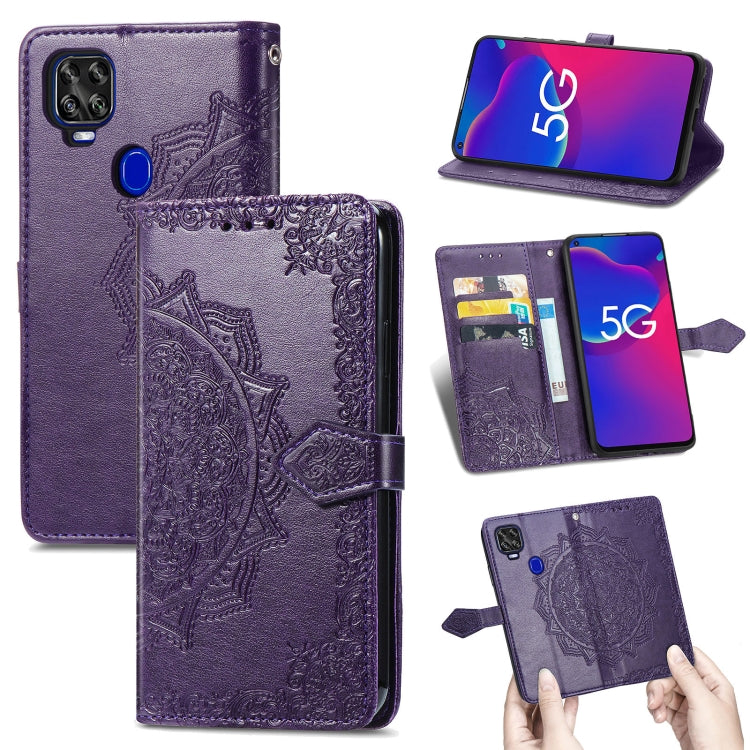For ZTE Axon 11 SE 5G Mandala Flower Embossed Horizontal Flip Leather Case with Holder & Three Card Slots & Wallet & Lanyard