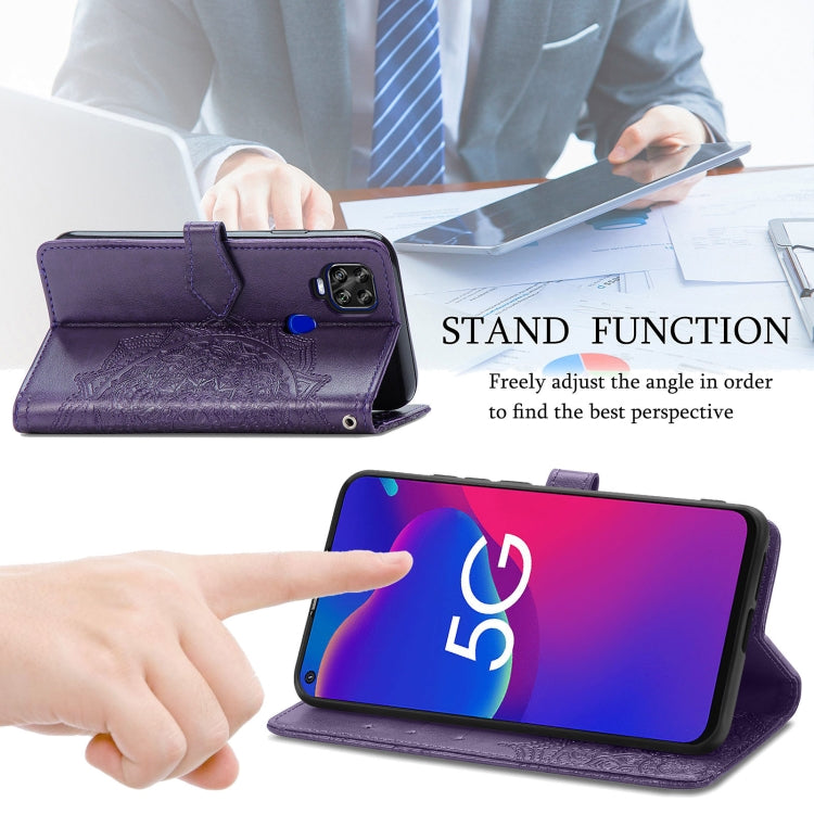 For ZTE Axon 11 SE 5G Mandala Flower Embossed Horizontal Flip Leather Case with Holder & Three Card Slots & Wallet & Lanyard