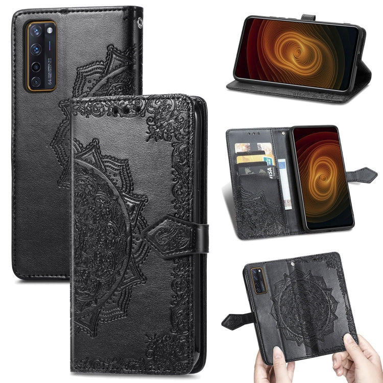 For ZTE Axon 20 5G Mandala Flower Embossed Horizontal Flip Leather Case with Holder & Three Card Slots & Wallet & Lanyard