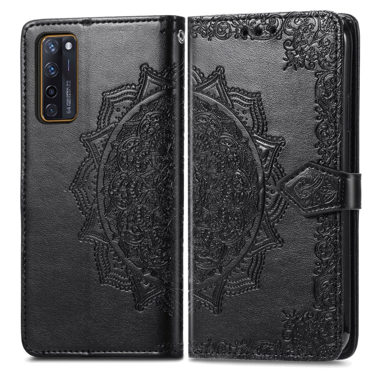 For ZTE Axon 20 5G Mandala Flower Embossed Horizontal Flip Leather Case with Holder & Three Card Slots & Wallet & Lanyard