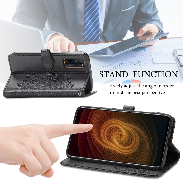 For ZTE Axon 20 5G Mandala Flower Embossed Horizontal Flip Leather Case with Holder & Three Card Slots & Wallet & Lanyard