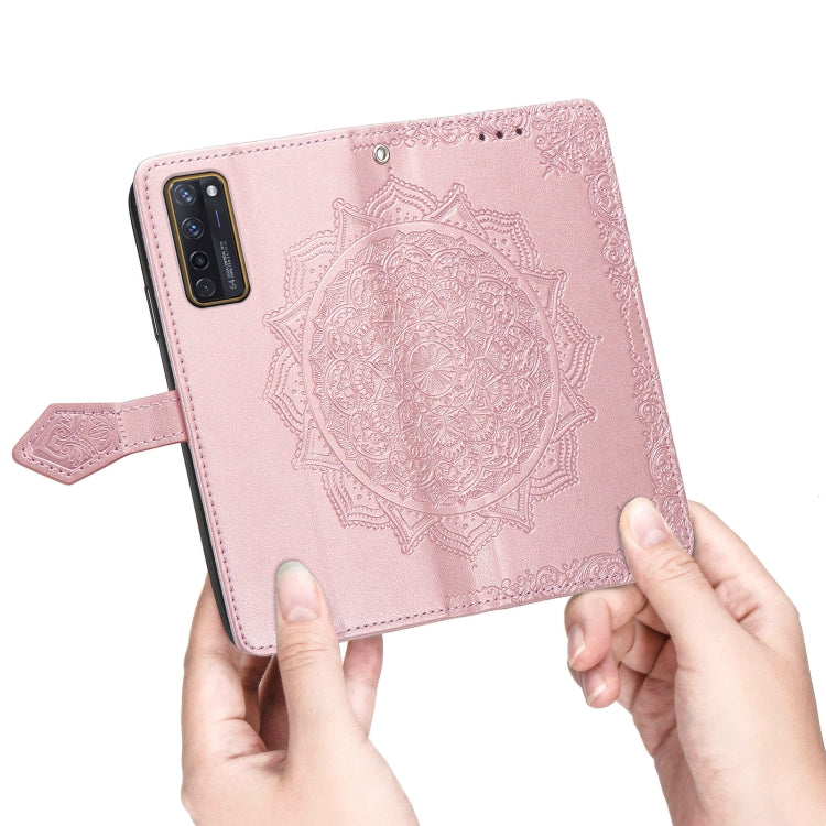 For ZTE Axon 20 5G Mandala Flower Embossed Horizontal Flip Leather Case with Holder & Three Card Slots & Wallet & Lanyard