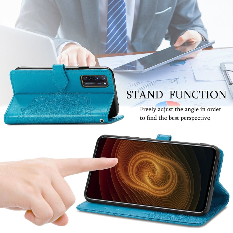 For ZTE Axon 20 5G Mandala Flower Embossed Horizontal Flip Leather Case with Holder & Three Card Slots & Wallet & Lanyard