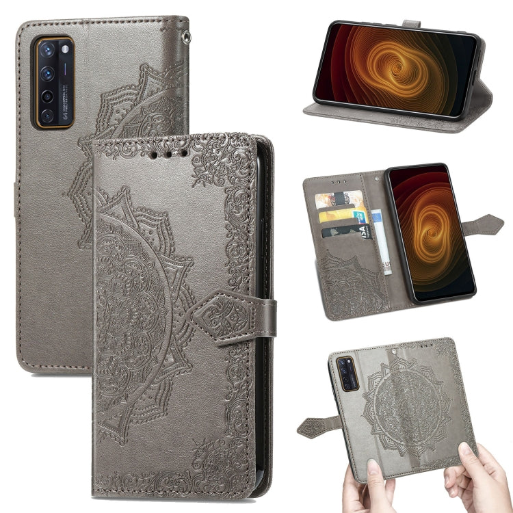 For ZTE Axon 20 5G Mandala Flower Embossed Horizontal Flip Leather Case with Holder & Three Card Slots & Wallet & Lanyard