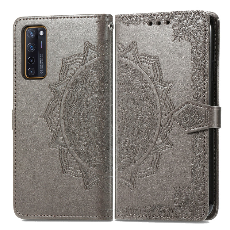 For ZTE Axon 20 5G Mandala Flower Embossed Horizontal Flip Leather Case with Holder & Three Card Slots & Wallet & Lanyard