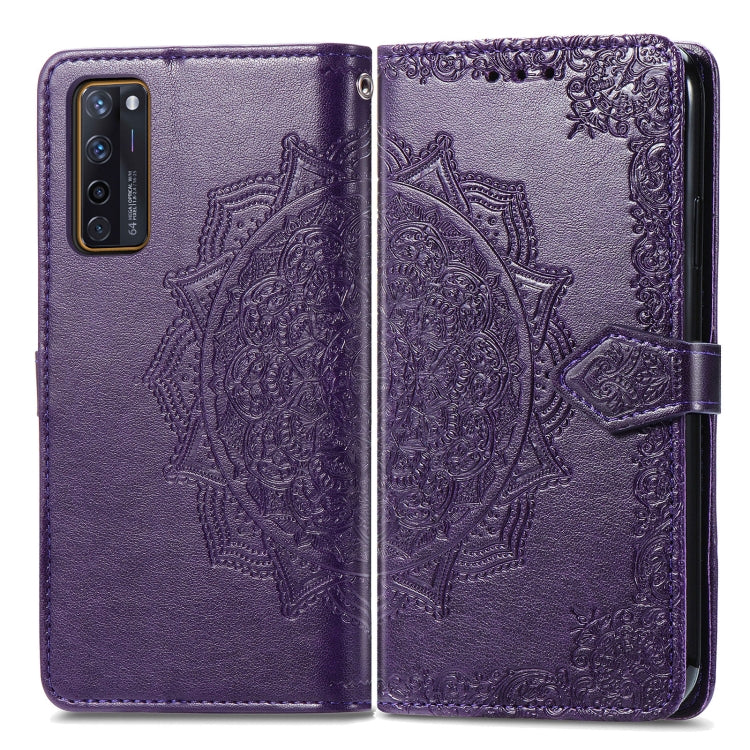 For ZTE Axon 20 5G Mandala Flower Embossed Horizontal Flip Leather Case with Holder & Three Card Slots & Wallet & Lanyard