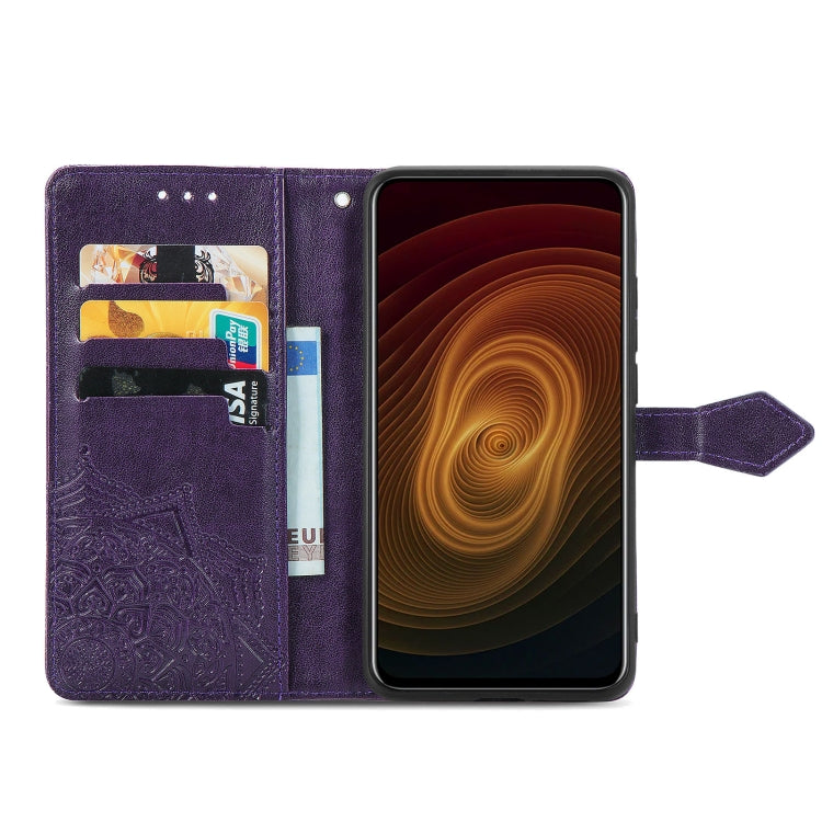 For ZTE Axon 20 5G Mandala Flower Embossed Horizontal Flip Leather Case with Holder & Three Card Slots & Wallet & Lanyard